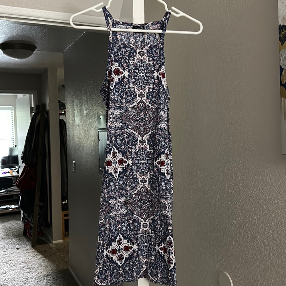 Red white and blue patterned dress